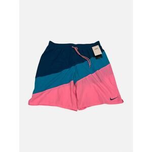NWT Nike Mens Nike 9" Color Surge Swim Trunks Colorblock Pullon Shorts pink XL